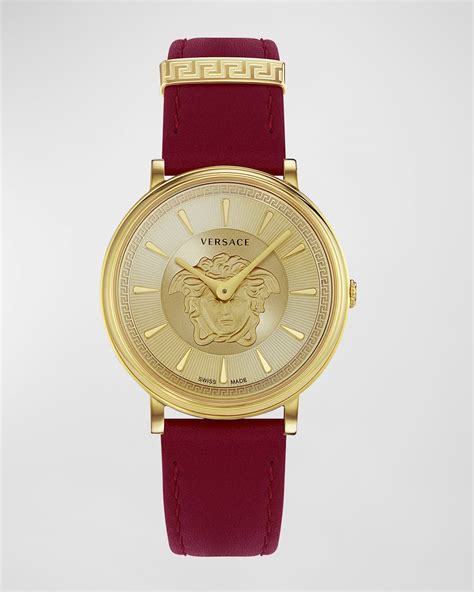 Versace Medusa leather strap watch